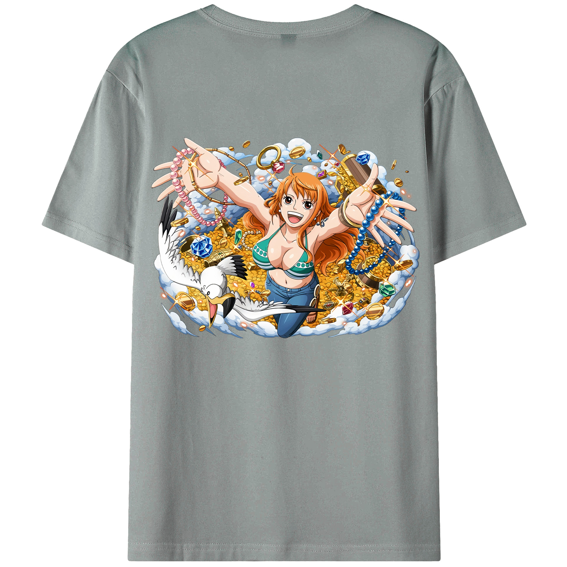 （画像用） ワンピース ナミ ONE PIECE Nami 綿100％ メンズ半袖Tシャツ（バックプリント） 通気性